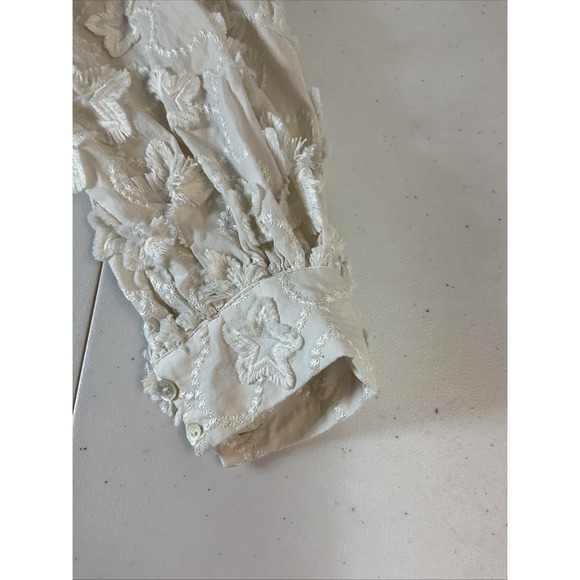 FARM RIO Star 3D Embroidered Blouse in Ivory XS Fairy Party Office‎ cropped - Picture 9 of 13